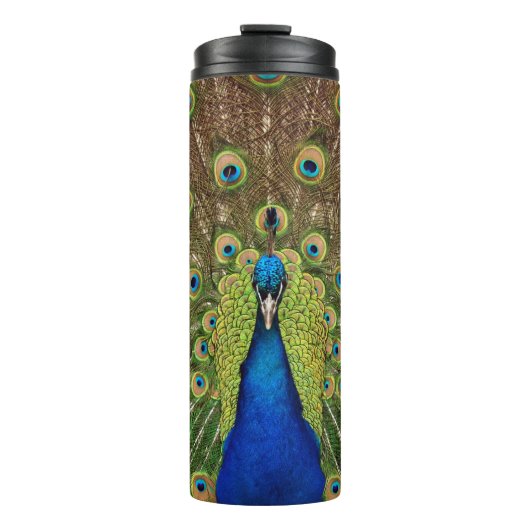 Mooie pauw thermosbeker (Voorkant)