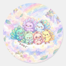 Mooie Pauwenvrienden Regenboogwolk Sticker