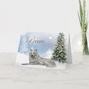 Mooie Peace Wolf Christmas Kaart