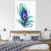 Mooie Peacock Feather Canvas Afdruk (Insitu (Slaapkamer))