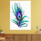 Mooie Peacock Feather Canvas Afdruk (Insitu (Woonkamer))