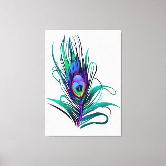 Mooie Peacock Feather Canvas Afdruk (Voorkant)