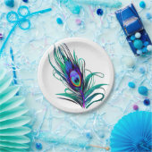 Mooie Peacock Feather Papieren Bordje (Feest)
