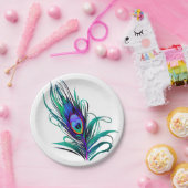 Mooie Peacock Feather Papieren Bordje (Feest)