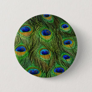 Mooie Peacock Feathers Ronde Button 5,7 Cm