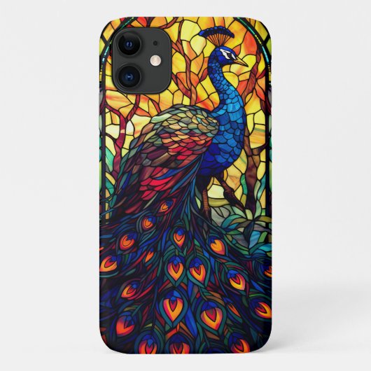 Mooie Peacock Glas in lood Wildlife Art Case-Mate iPhone Case (Achterkant)