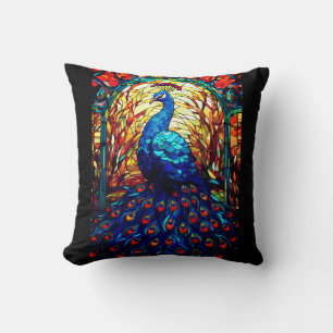 Mooie Peacock Glas in lood Wildlife Art Kussen