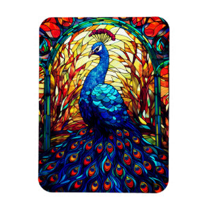 Mooie Peacock Glas in lood Wildlife Art Magneet