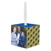 Mooie Peacock-veren en foto's Kubus Ornament (Achter hoekig)