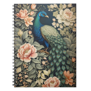 Mooie Peacock William Morris geïnspireerd Floral Notitieboek
