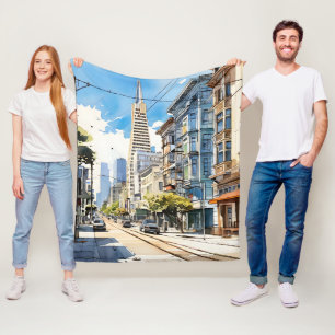Mooie pen en inkt schets van San Francisco Fleece Deken