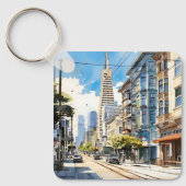 Mooie pen en inkt schets van San Francisco Sleutelhanger (Voorkant)