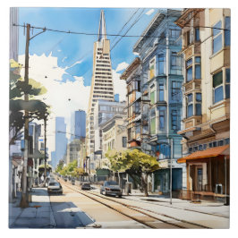 Mooie pen en inkt schets van San Francisco Tegeltje