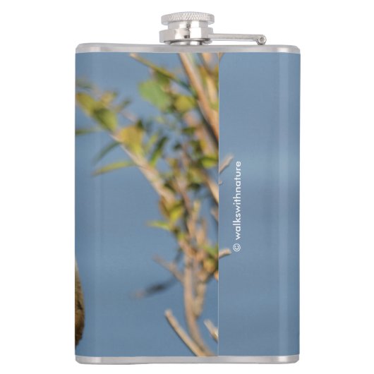 Mooie Pensive Wood Duck in Marsh Heupfles (Achterkant)