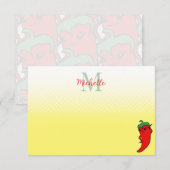 Mooie Peper Tekening Gepersonaliseerde Monogram No Notitiekaartje (Voorkant / Achterkant)
