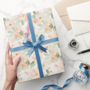 Mooie Perzik Bloemen Bruiloftsfeest Cadeaupapier