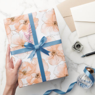 Mooie Perzik Bloemen Verjaardag Cadeaupapier