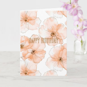 Mooie Perzik Bloemen Verjaardag Kaart