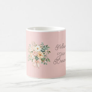 Mooie perzik blozend roze bloemboog koffiemok
