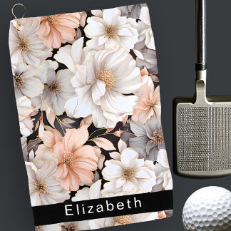 Mooie Perzik en Witte Pioen Personalized Golfhanddoek