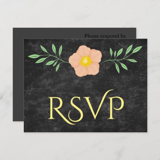 Mooie Perzik Geel en Groen Bloemen rsvp Uitnodiging Briefkaart