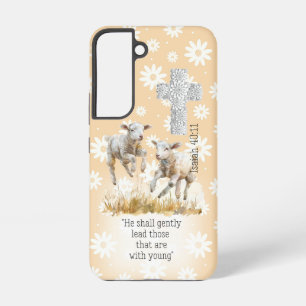 Mooie perzik pastel bloemige lammeren kruis christ samsung galaxy hoesje