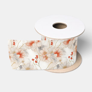 Mooie Perzik Rood Wit Bloemen Lint