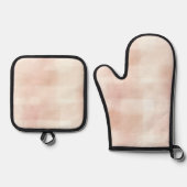 Mooie Perzik Roze Crème Schotlandse Ruit Ovenwant & Pannenlap Set (Voorkant)