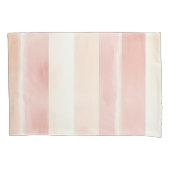 Mooie Perzik Roze Crème Strepen  Kussensloop (Voorkant-Links)