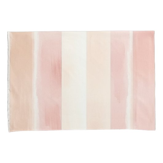 Mooie Perzik Roze Crème Strepen  Kussensloop (Voorkant-Rechts)