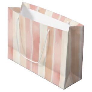 Mooie perzik roze crèmestrepen groot cadeauzakje