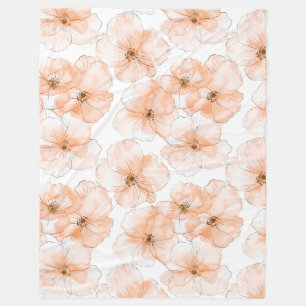 Mooie perzikbloemen fleece deken