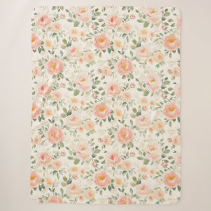 Mooie perzikbloemen sherpa deken