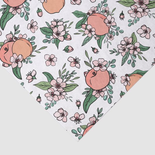 Mooie Perziken & Perzikbloesem Bloemmotief Tissuepapier (Detail)