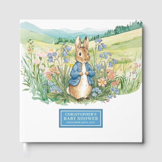 Mooie Peter Rabbit Baby Boy Shower Guest Book Gastenboek (Voorkant)