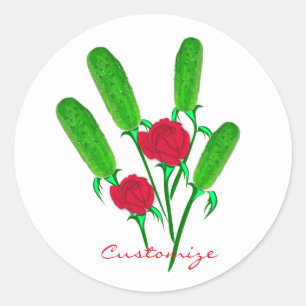 Mooie Pickle Bouquet met Rozen Thunder_Cove Ronde Sticker
