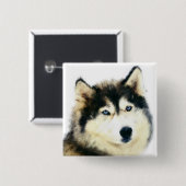 Mooie Pin-Button - Siberian Husky Vierkante Button 5,1 Cm (Voorkant /achterkant)