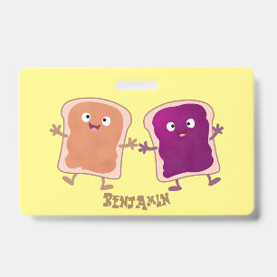 Mooie pindakaas en jam sandwich cartoon badge