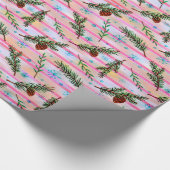 Mooie Pine Twigs Roze Kerstmis Cadeaupapier (Hoek)