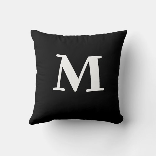 Mooie pinguïn monogram naam in zwart en wit kussen (Achterkant)