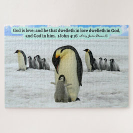 Mooie Pinguïn Schrift 1 Johannes 4:16 Legpuzzel