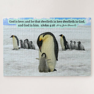 Mooie Pinguïn Schrift 1 Johannes 4:16 Legpuzzel