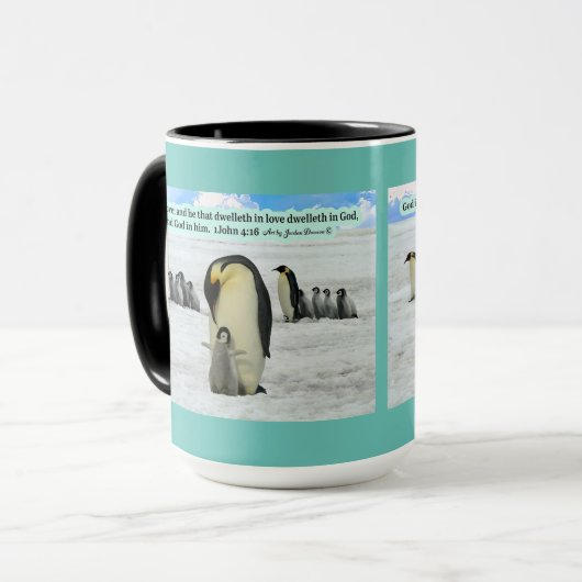 Mooie Pinguïn Schrift 1 Johannes 4:16 Mok (Voorkant links)