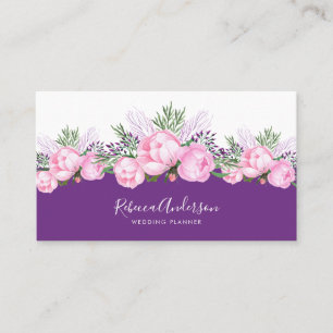 Mooie Pink Peony Waterverf Visitekaartje