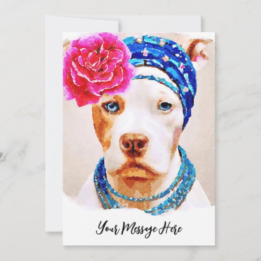 Mooie Pitbull Portret Fun Waterverf Art Bedankkaart (Voorkant)