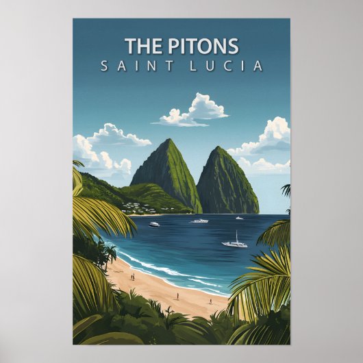 Mooie plaats de Pitons Saint Lucia Reizen Poster (Voorkant)