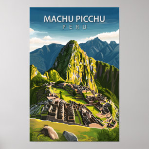Mooie plaats Machu Picchu Illustratie Reizen Poster