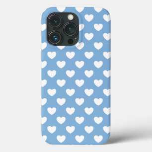 Mooie Placid Blauwe Kleur Schattigee Harten Polka  iPhone 13 Pro Hoesje