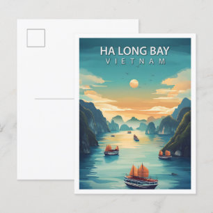 Mooie plek Ha Long Bay Vietnam Reizen Briefkaart