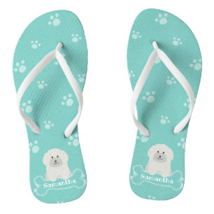 Mooie Pluizige Witte Poodle Puppy Hond Liefhebber Teenslippers